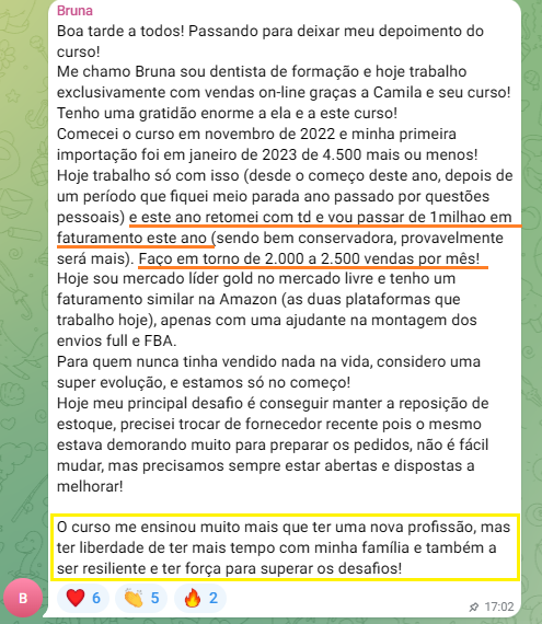 Depoimento de Bruna, dentista que virou Mercado Líder Gold com importação